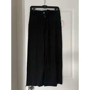 Maeve Anthro Women's Size 27 Black Linen The Collette Wide Leg Pants NWT